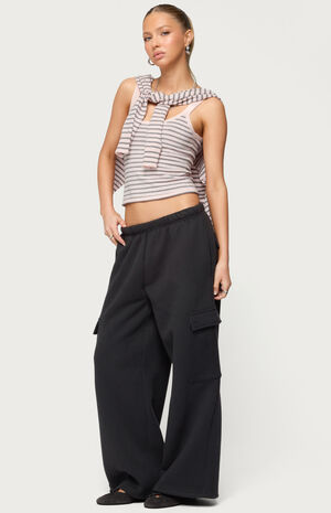 Petite Wide Leg Cargo Sweatpants image number 4
