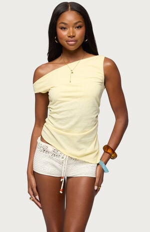Ruched Asymmetric Off The Shoulder Top image number 1