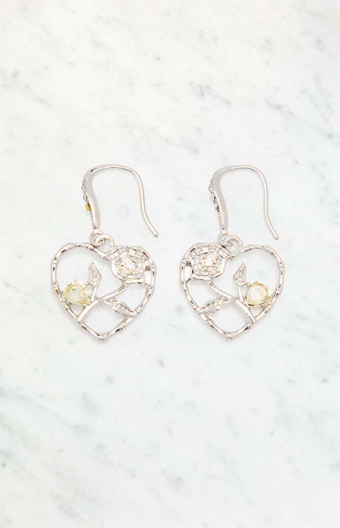 LA Hearts Heart Flower Drop Earrings