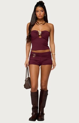 Rusana Swirl Ruched Micro Shorts image number 5