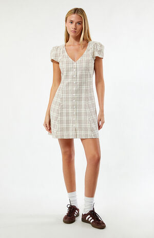 Rumi Check Cap Sleeve Mini Dress image number 4