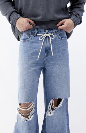 Medium Indigo Extreme Baggy Destroyed Jeans image number 4