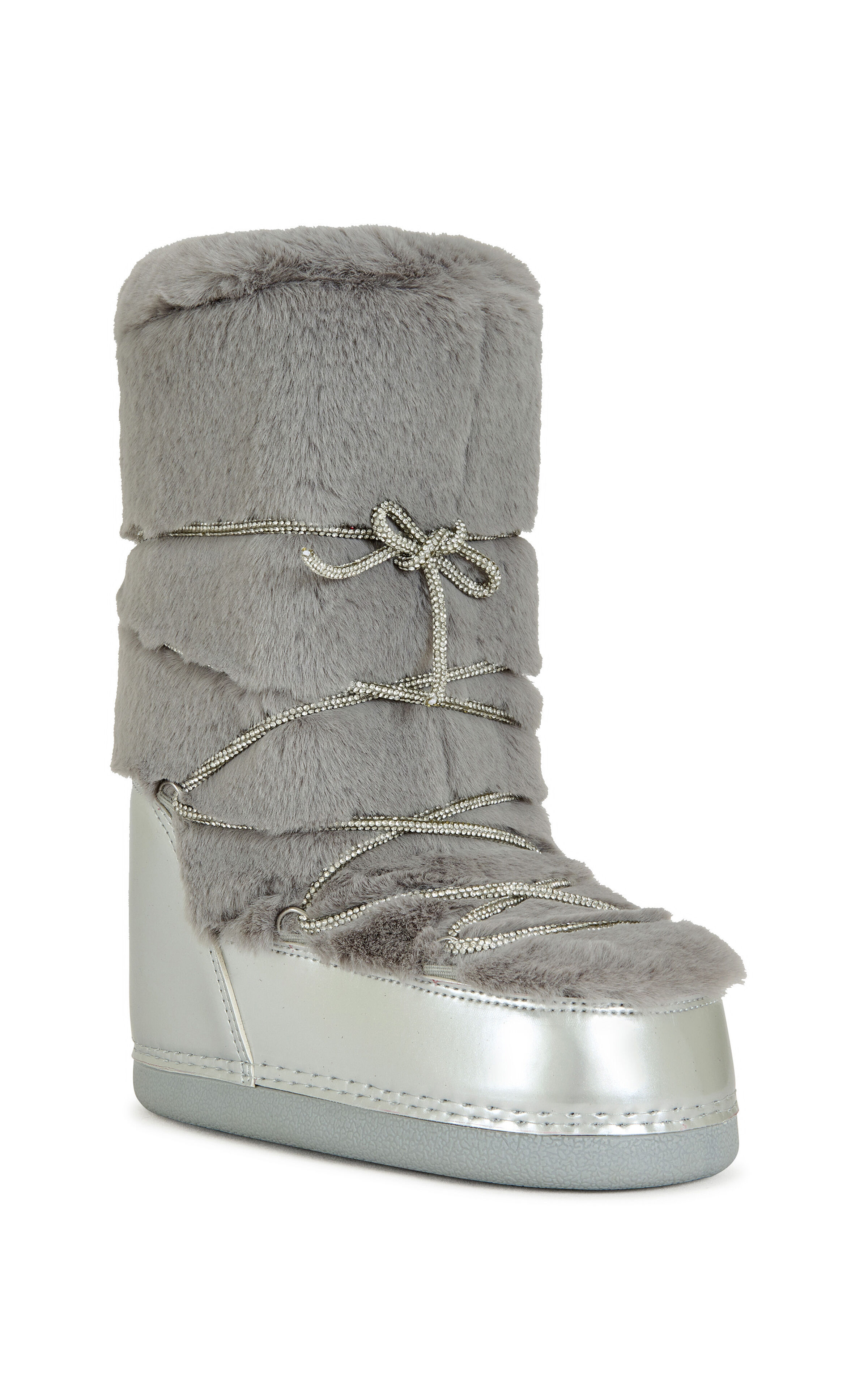 AZALEA WANG Women's Karmela Silver Flatform Snow Booties
