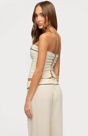 Dorine Contrast Woven Strapless Top image number 3