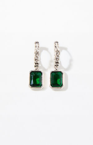 Emerald Hoop Earrings image number 1