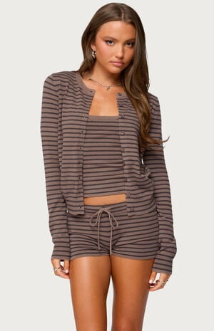 Lillian Striped Button Up Knit Cardigan image number 1