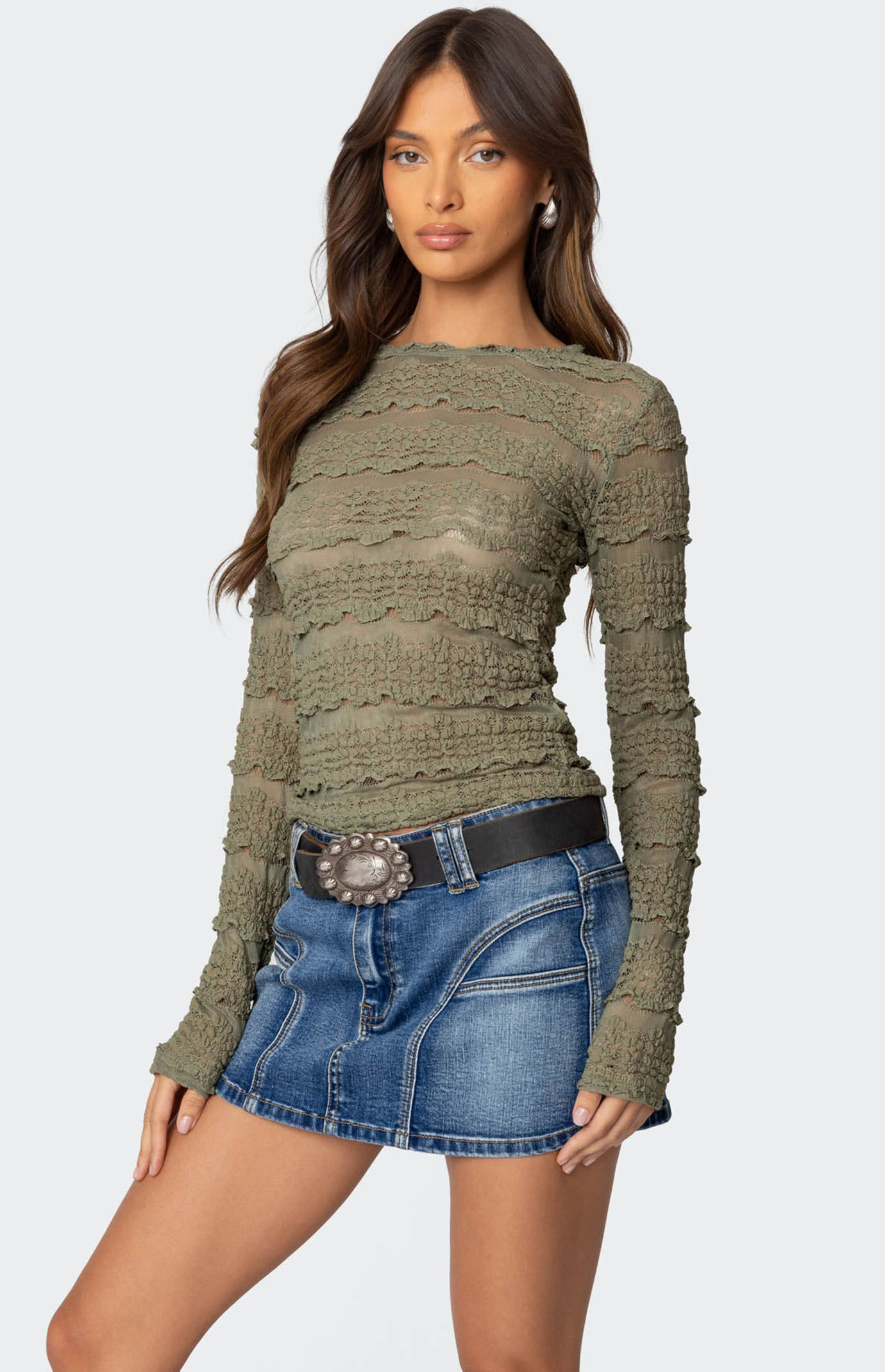 Edikted Daisey Textured Sheer Lace Top | PacSun Edikted Daisey Textured Sheer Lace Top | PacSun