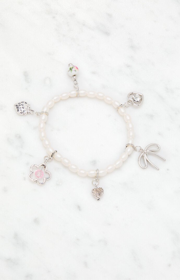 LA Hearts Pearl Charm Bracelet