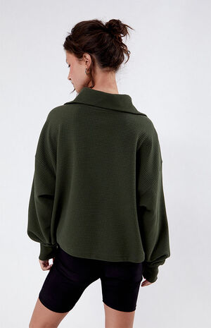 Green Downtown Half Zip Sweatshirt image number 3