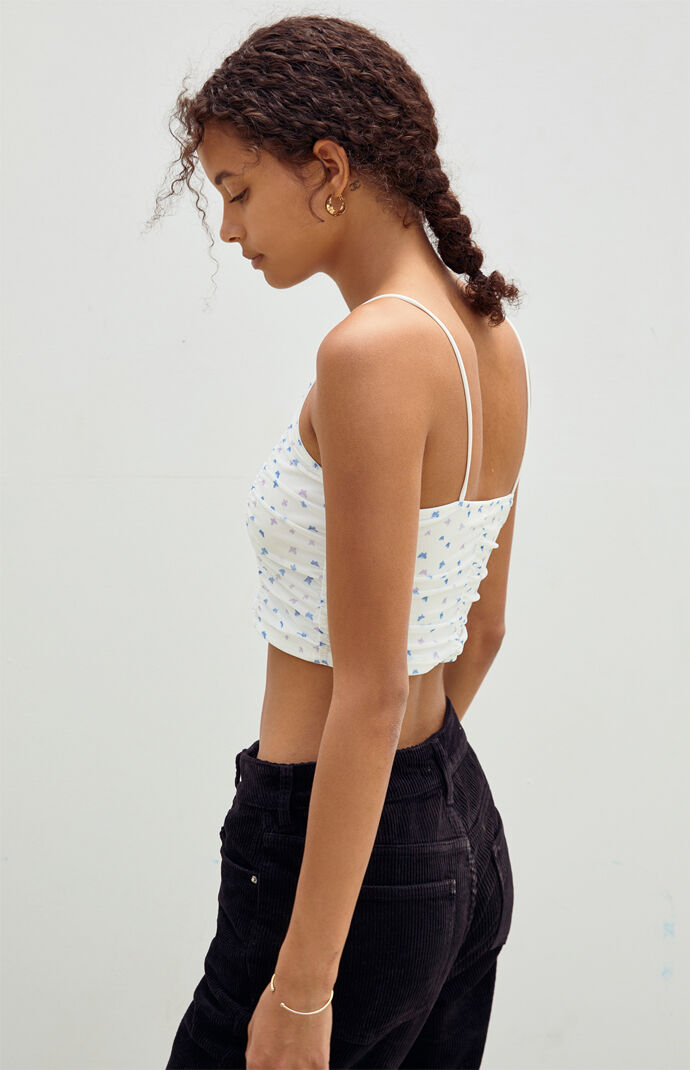 Mesh Gathered Cami Tank Top