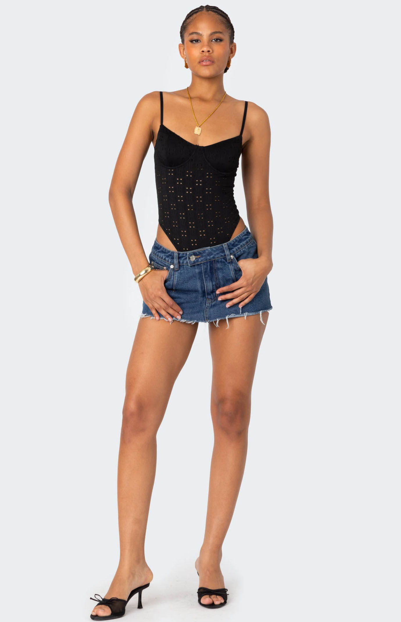 Edikted Raven Cupped Eyelet Bodysuit | Pacsun
