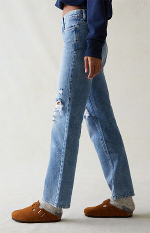 Eco Light Blue Ripped Boyfriend Jeans image number 3