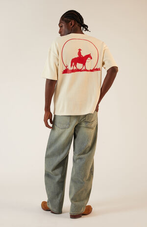 Tan Moonlight Waffle Knit T-Shirt image number 4