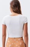 Short Sleeve Notched Neck Sweater Short Sleeve Notched Neck Sweater image number null