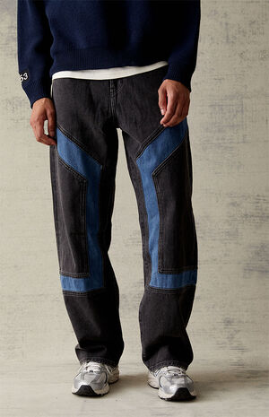 Baggy Mixed Indigo Panel Jeans image number 2