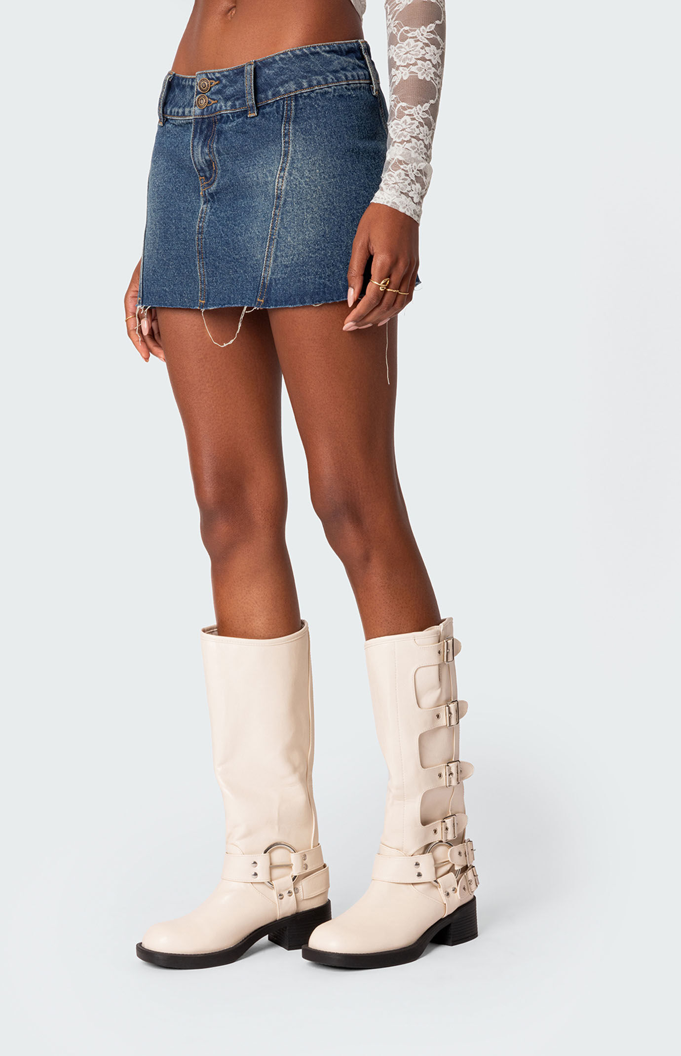 Edikted Donnie Washed Denim Mini Skirt | PacSun