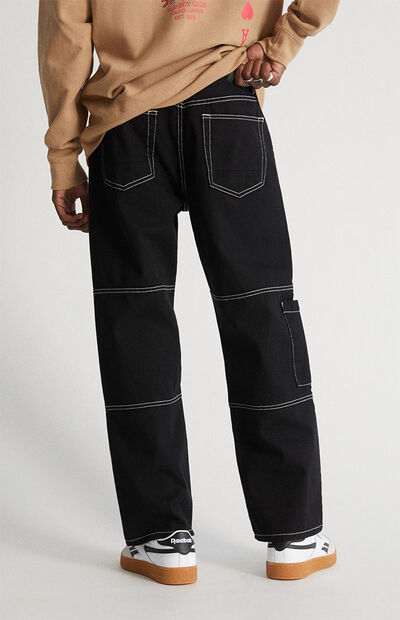PacSun Black Wash Baggy Contrast Stitch Jeans | PacSun