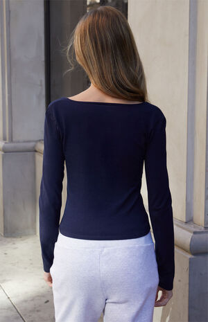 Navy Basic Long Sleeve Top image number 3