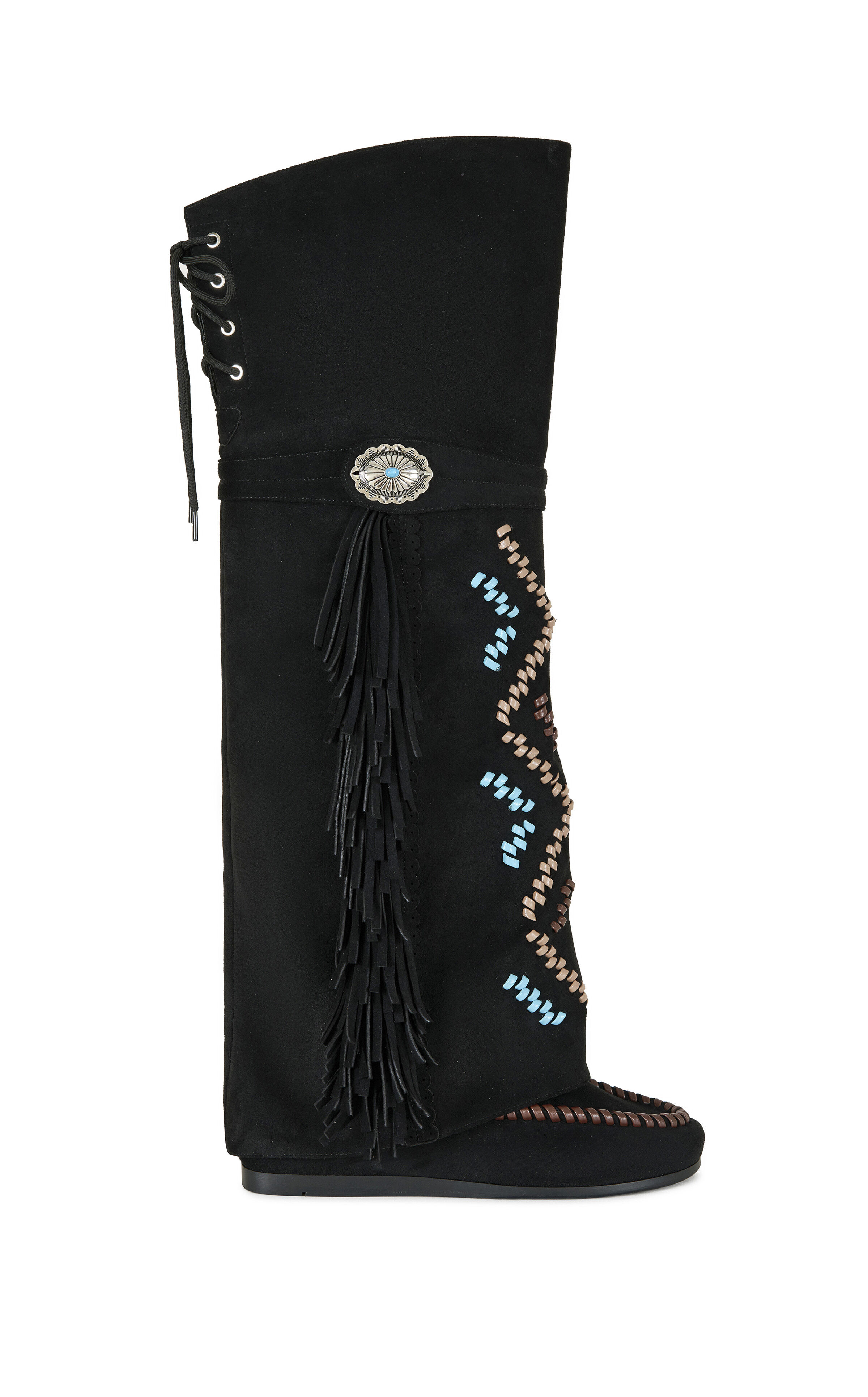 AZALEA WANG Women's Edmund Black Faux Suede Flat Moccasin Boots