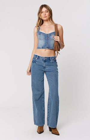 Selena Lace 99 Low Rise Baggy Jeans image number 4