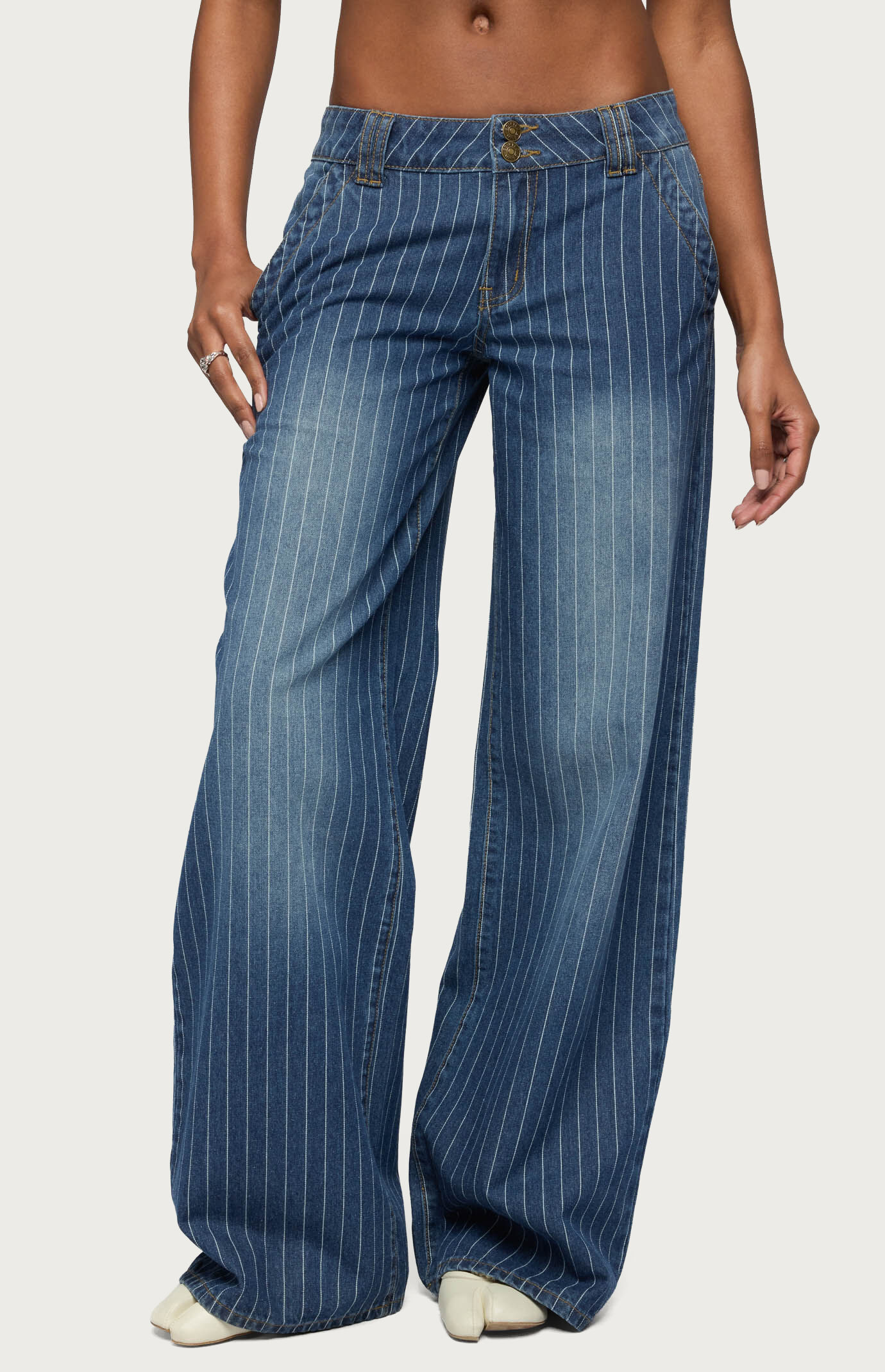 Edikted Tall Cory Striped Low Rise Baggy Jeans