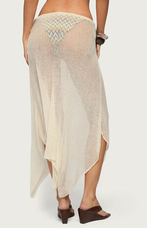 Isla Handkerchief Sheer Knit Midi Skirt image number 3