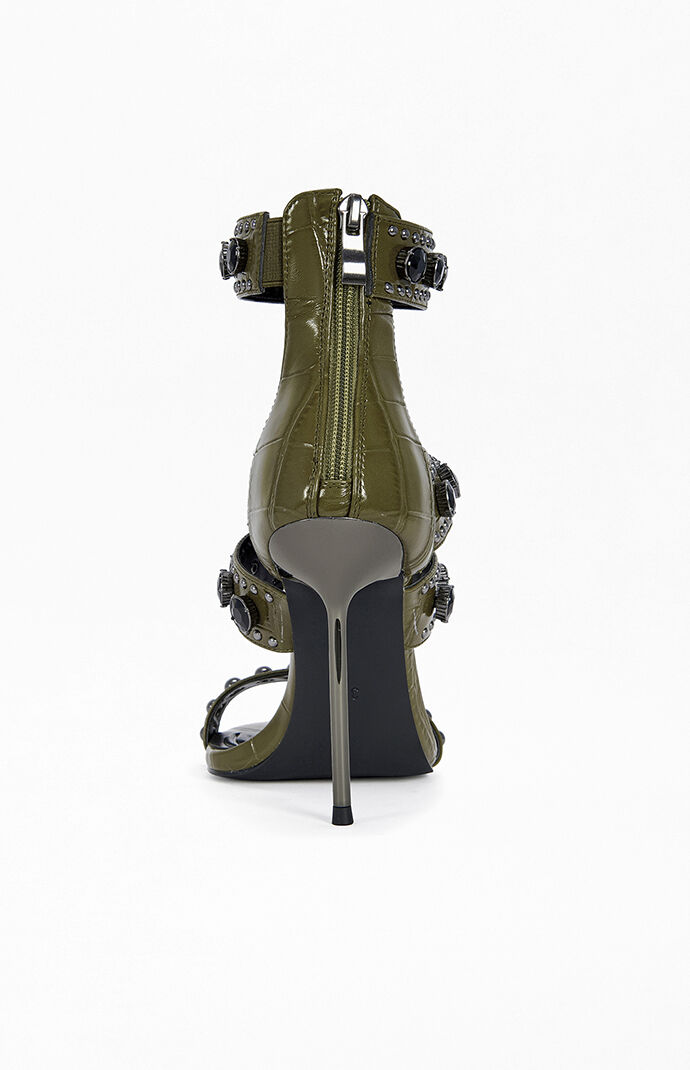 AZALEA WANG Women's Antonia Olive Stiletto Sandals