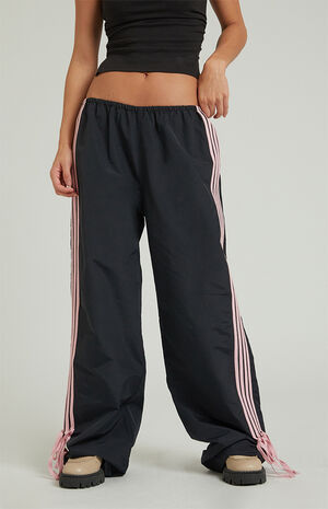 Black Wide Leg Track Pants image number 2