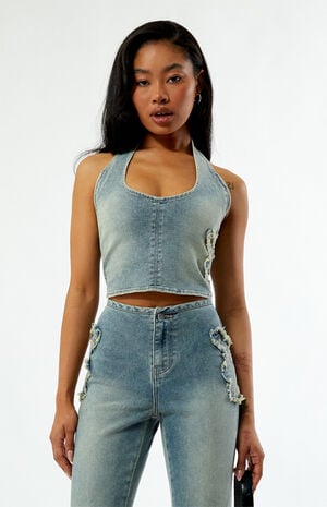 By PacSun Denim Halter Top image number 3