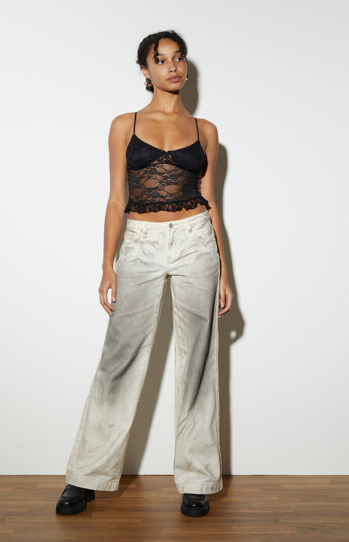 【GLOWNY】 HEART LACE CAMI ★送料関税込み★ LA Hearts Printed Lace Cami Top | PacSun