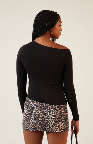 Gathered Square Neck Tie Long Sleeve Top image number 4
