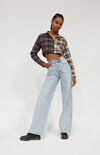 Long Sleeve Split Plaid Top Long Sleeve Split Plaid Top image number null