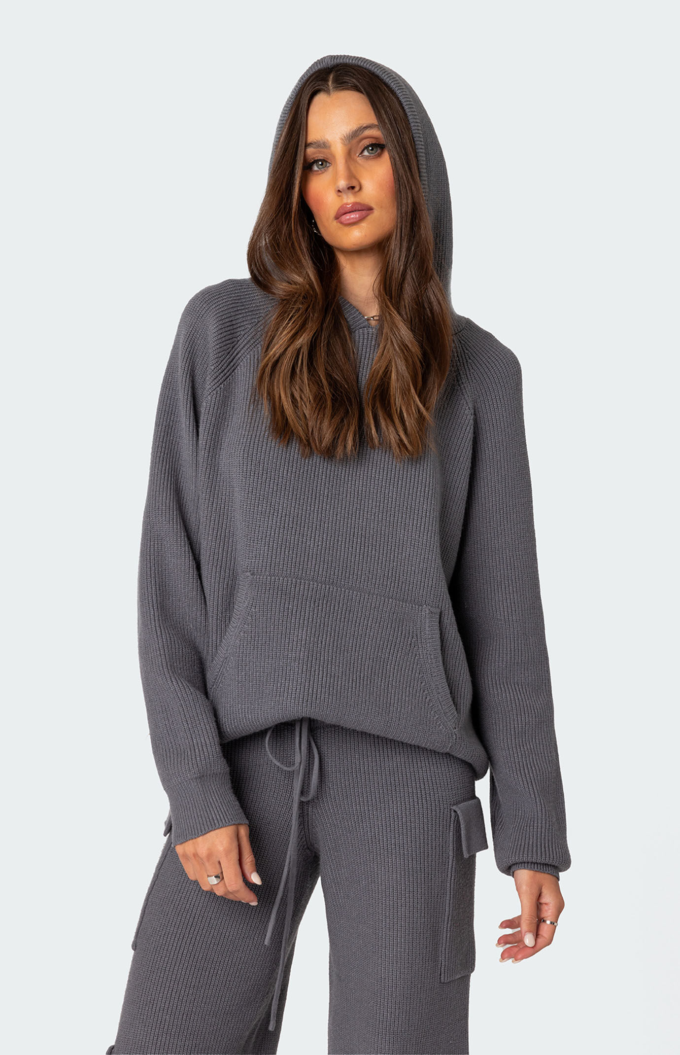 Oversized knit hoodie discount