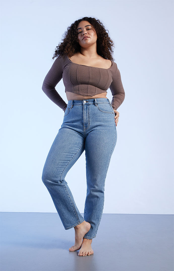 PacSun Medium Blue Curve Mom Jeans PacSun