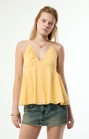 Julie Eyelet Halter Babydoll Top image number 2