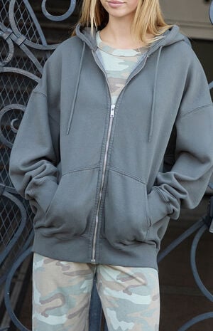 Gray Christy Full Zip Oversized Hoodie image number 2