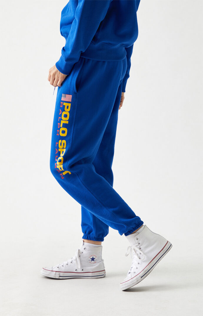 blue polo sweatpants