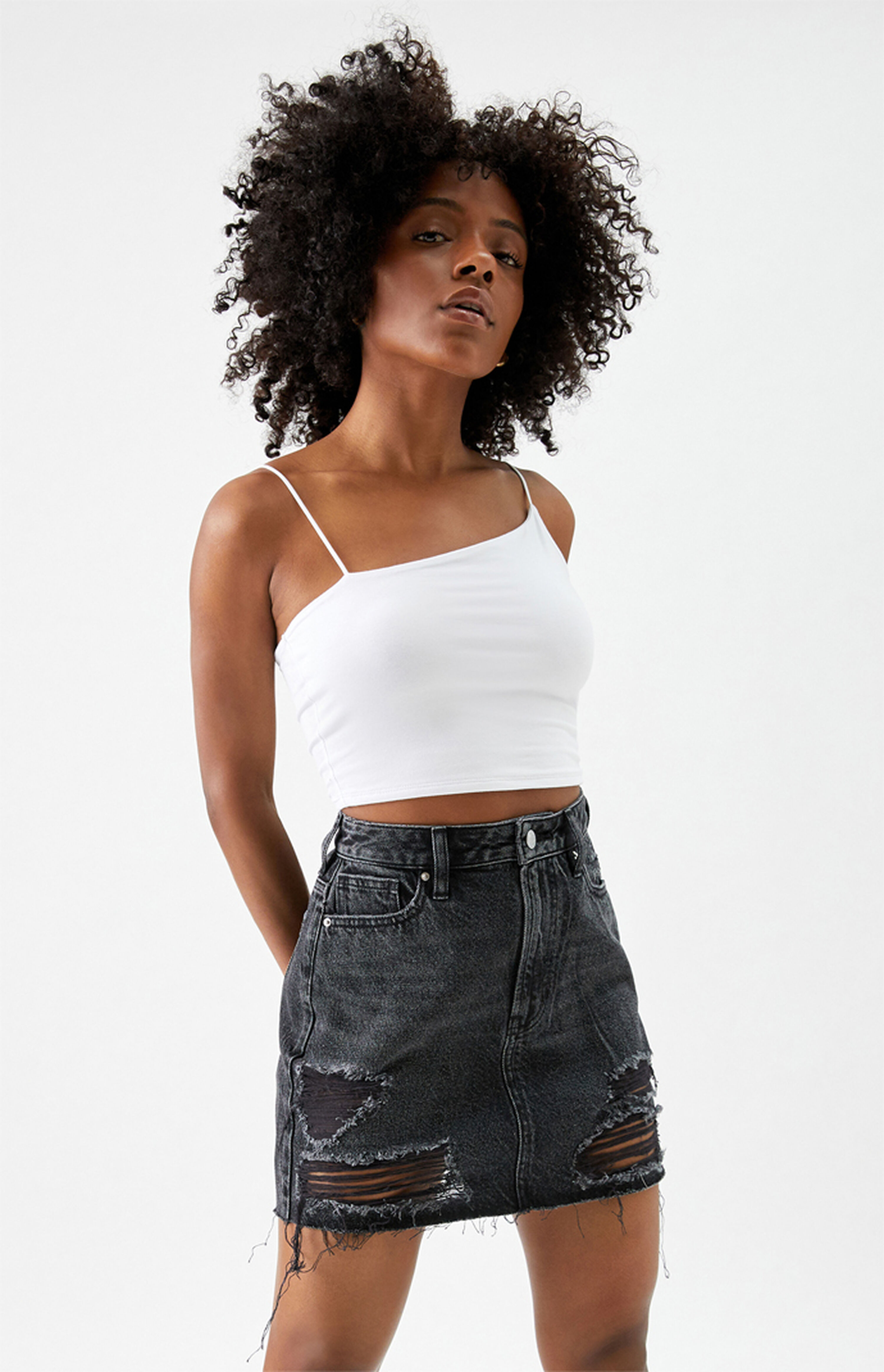 PacSun Black Ultra High Waisted Denim Mini Skirt PacSun