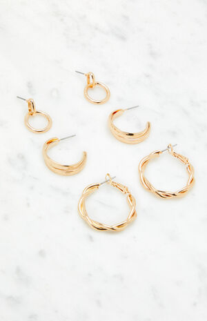 3 Pack Variety Hoop Earrings image number 2