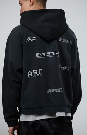 1183&nbsp;Black Vintage Wash&nbsp;Heavyweight Raglan Oversized Fleece Hoodie image number 5