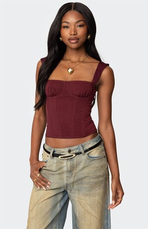 Marcella Wide Strap Mesh Corset Marcella Wide Strap Mesh Corset image number 1