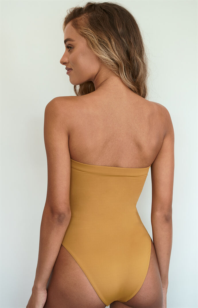 Light Brown Tube One Piece Swimsuit