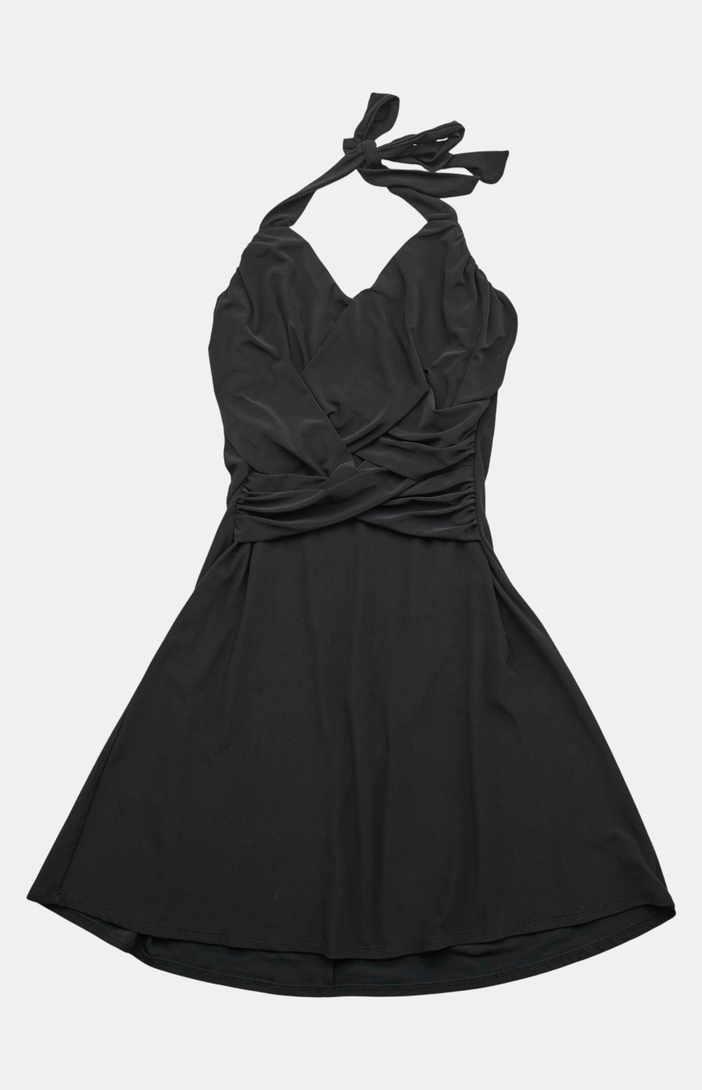 PS VINTAGE 2000s Halter Midi V-Neck Dress