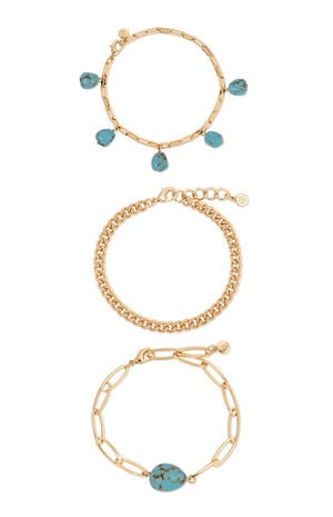 3 Pack Turquoise Nugget Bracelets image number 1