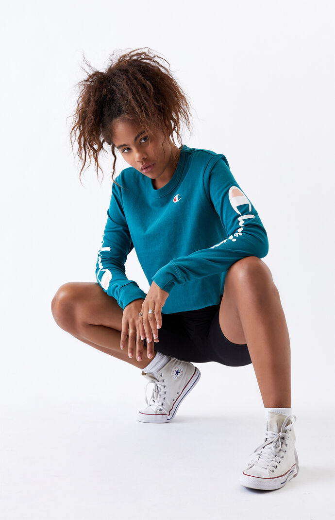 Jade Long Sleeve Boyfriend Crop T-Shirt