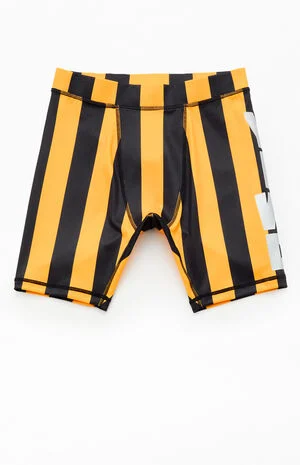 Yellow Striped Hardwear Biker Shorts image number 1