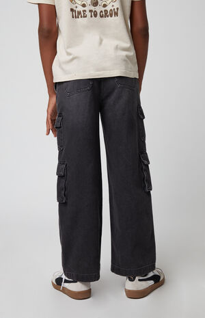 Black Baggy Cargo Jeans image number 4