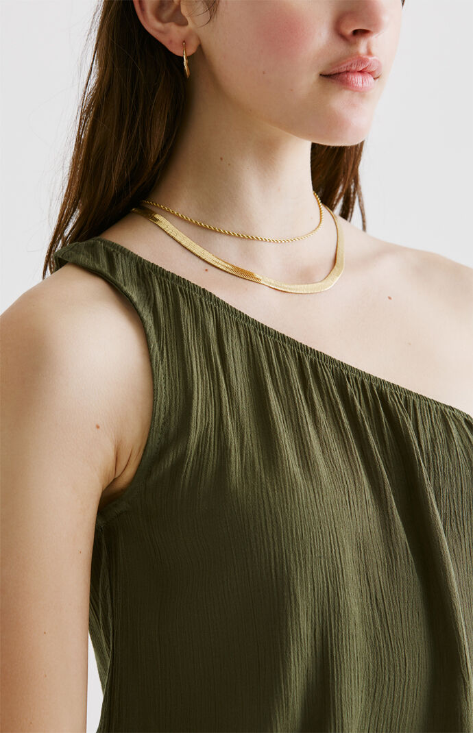 Bubble Hem One Shoulder Top
