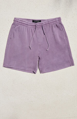 Purple Fleece Garment Dyed Sweat Shorts image number 1