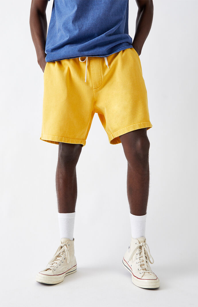 Gold Fleece Drawstring Volleyball Shorts